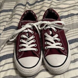 Burgandy Canvas Sneakers with White Laces